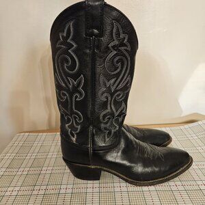 Justin Black London Calf Western Cowboy Boots Men's Size 9.5 D Model 1409